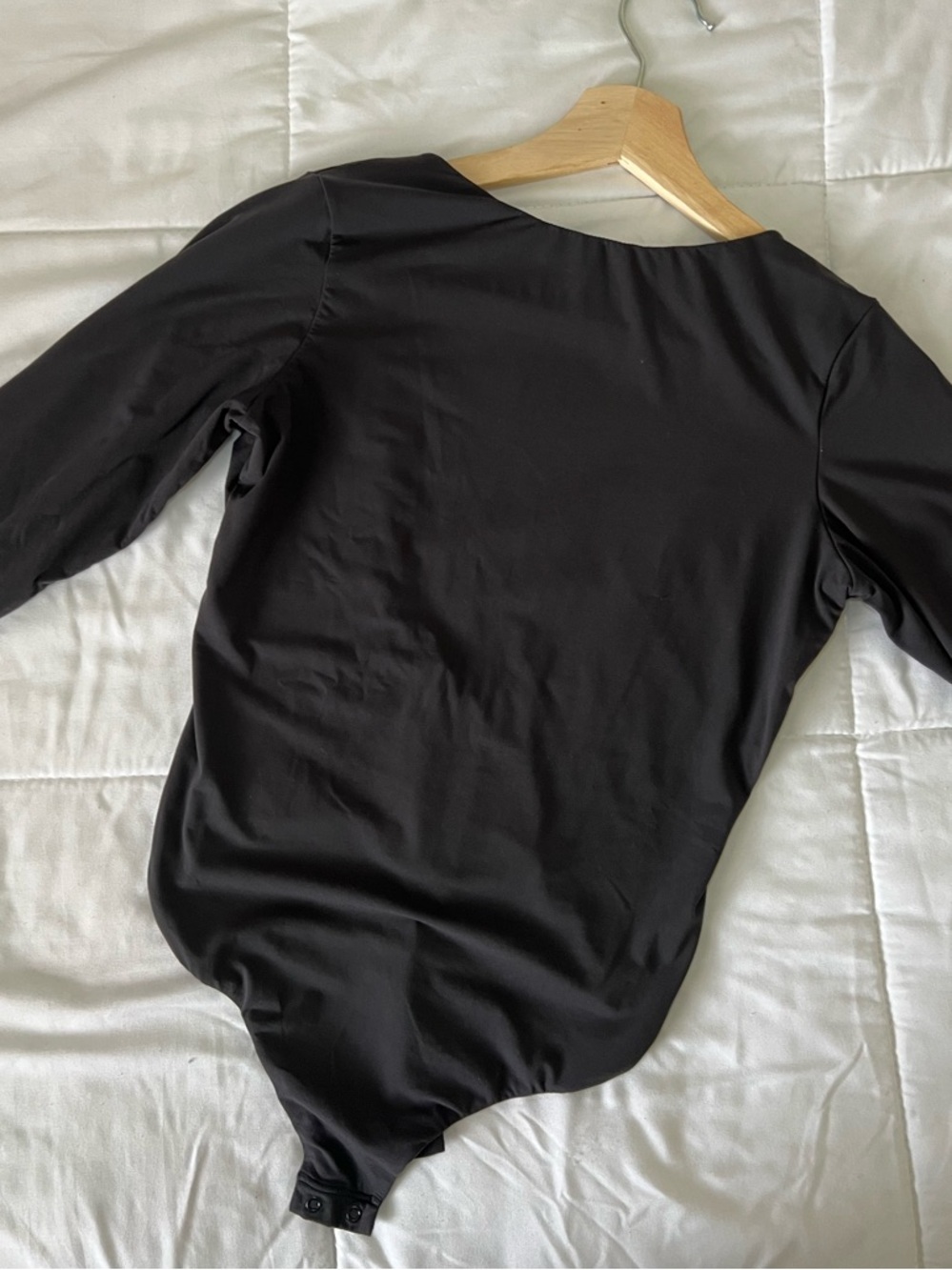 SKIMS Long-Sleeve Scoop-Back Bodysuit in Black